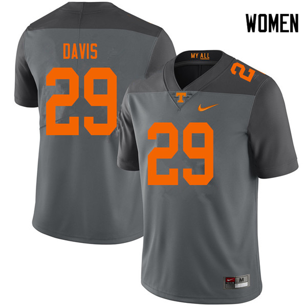 Women #29 Brandon Davis Tennessee Volunteers College Football Jerseys Sale-Gray